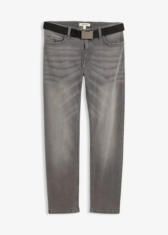 Jean extensible regular avec ceinture, droit, bonprix