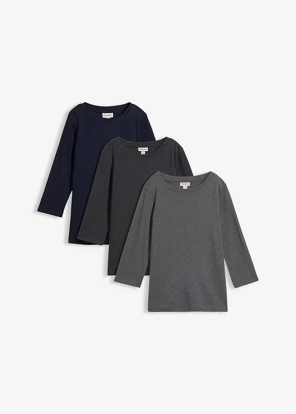 Lot de 3 T-shirts en jersey coton &eacute;pais, bonprix