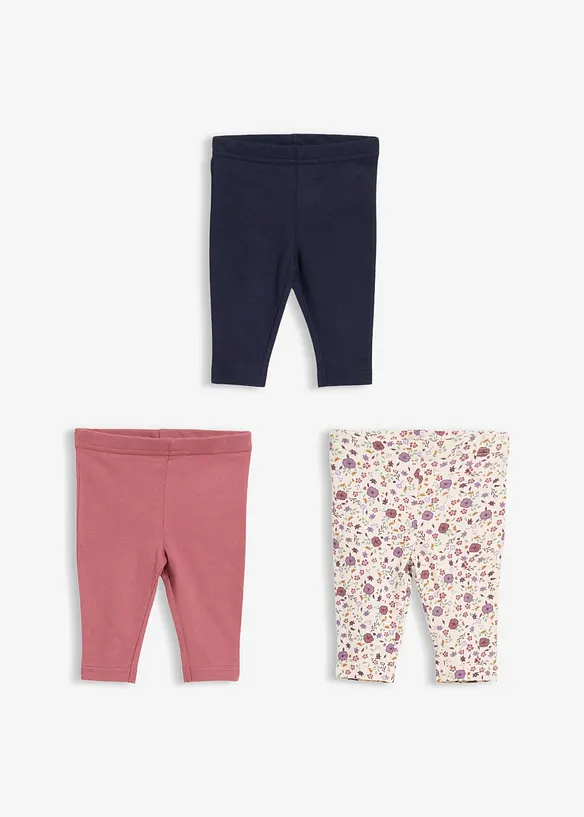 Lot de 3 leggings 100% coton, bonprix
