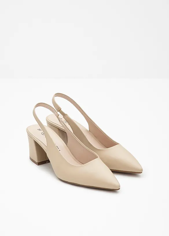 Escarpins slingback &agrave; talon carr&eacute;, bonprix