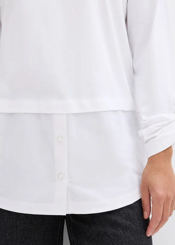 T-shirt avec empi&egrave;cement chemisier, bonprix