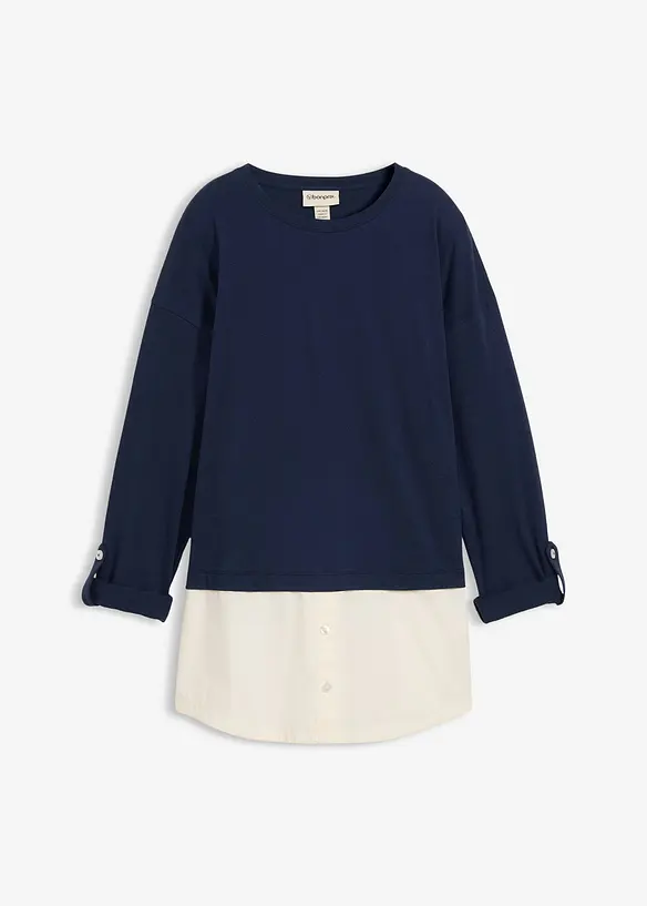 T-shirt avec empi&egrave;cement chemisier, bonprix