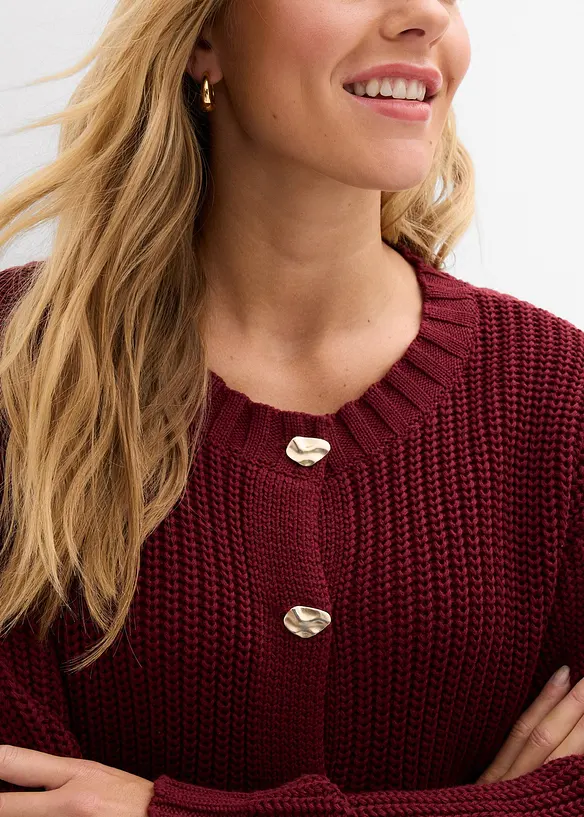 Gilet en grosse maille avec boutons martel&eacute;s, bonprix