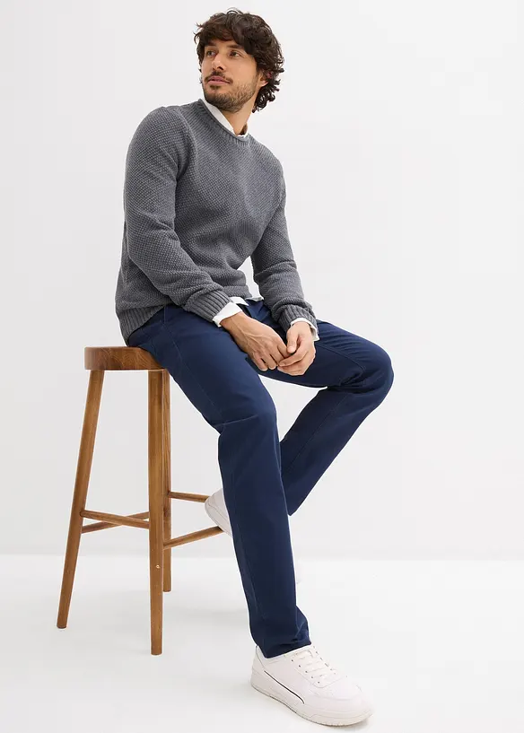 Pantalon chino extensible regular avec taille &eacute;lastique et ceinture, droit, bonprix