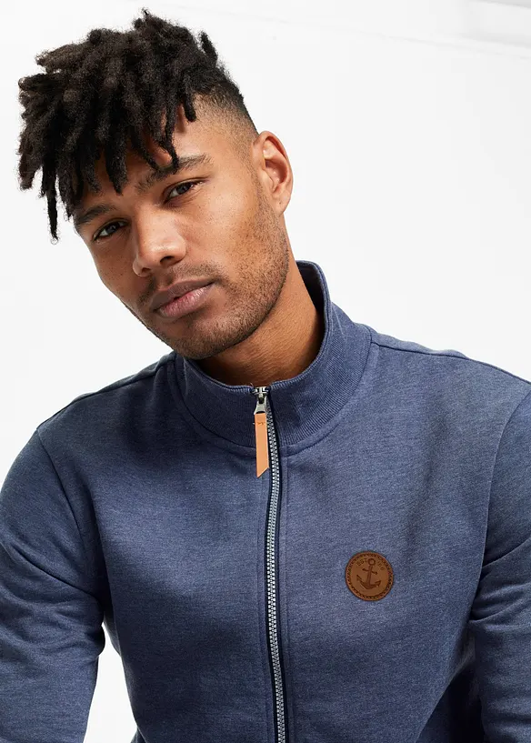 Sweat zipp&eacute; &agrave; col montant et d&eacute;tails enduits, bonprix