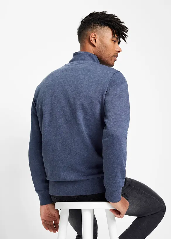 Sweat zipp&eacute; &agrave; col montant et d&eacute;tails enduits, bonprix