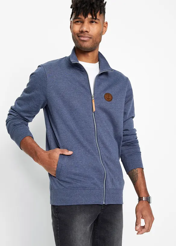 Sweat zipp&eacute; &agrave; col montant et d&eacute;tails enduits, bonprix