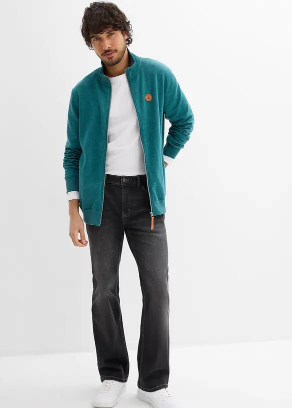 Sweat zipp&eacute; &agrave; col montant et d&eacute;tails enduits, bonprix