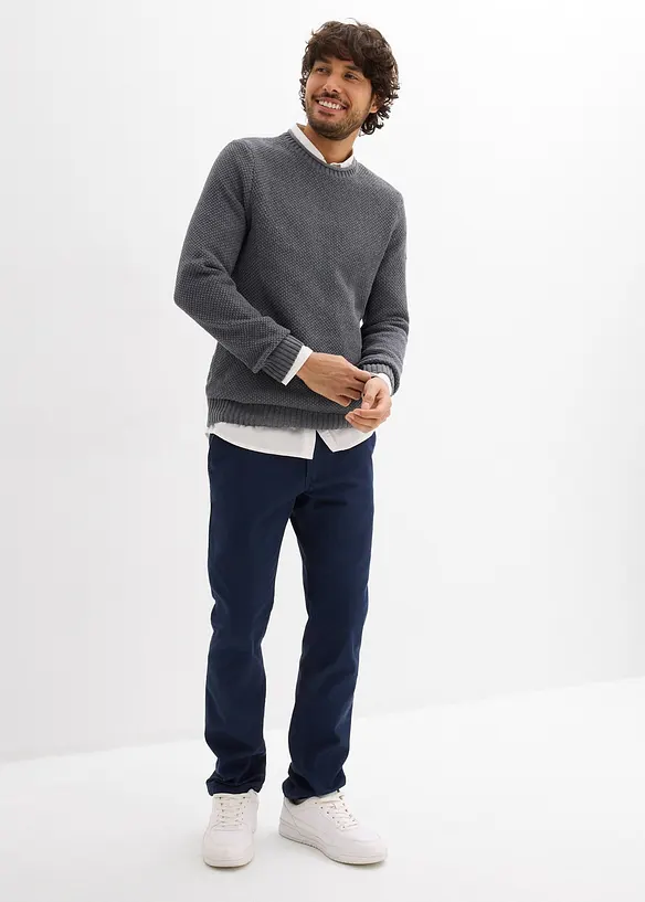 Pantalon chino extensible regular avec taille &eacute;lastique et ceinture, droit, bonprix