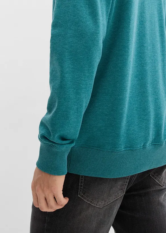 Sweat zipp&eacute; &agrave; col montant et d&eacute;tails enduits, bonprix