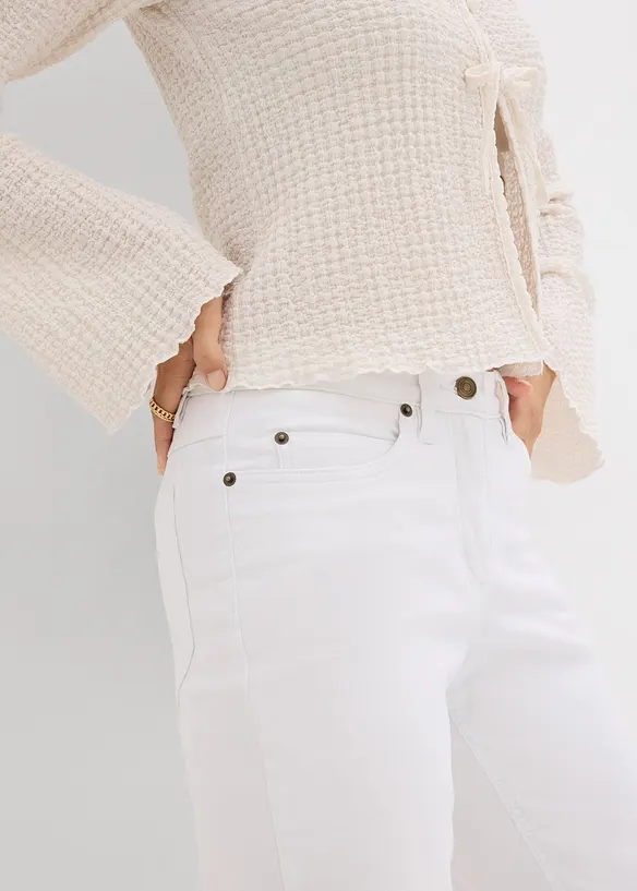 Jean droit taille mi-haute, extensible, bonprix