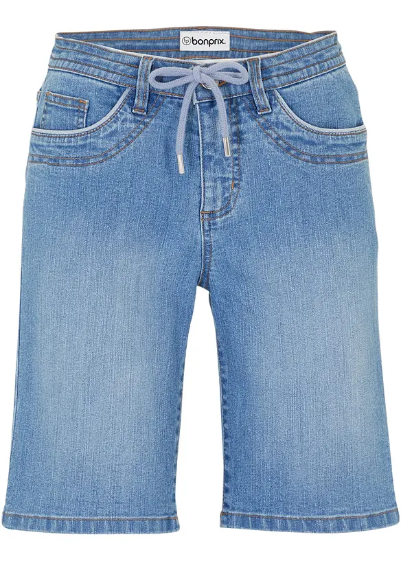 Bermuda en jean, coupe slim, taille mi-haute, bonprix