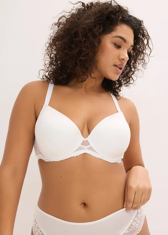Soutien-gorge &agrave; coques et dentelle, bonprix
