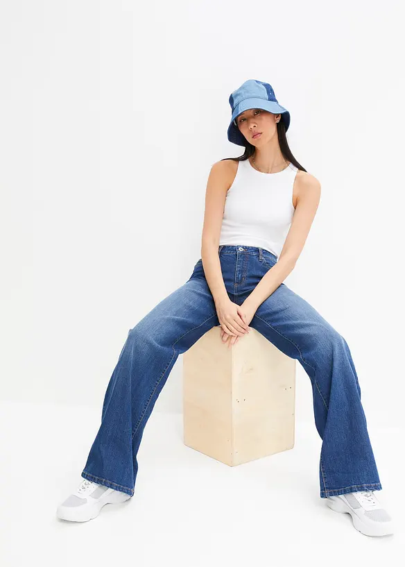 Jean large taille mi-haute, extensible, bonprix