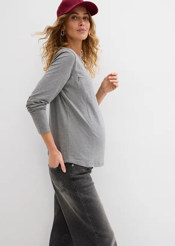 Lot de 2 T-shirts de grossesse avec ouvertures discr&egrave;tes pour faciliter l&rsquo;allaitement, bonprix