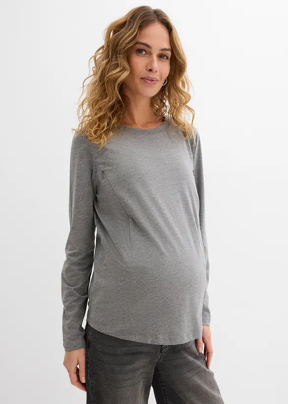 Lot de 2 T-shirts de grossesse avec ouvertures discr&egrave;tes pour faciliter l&rsquo;allaitement, bonprix