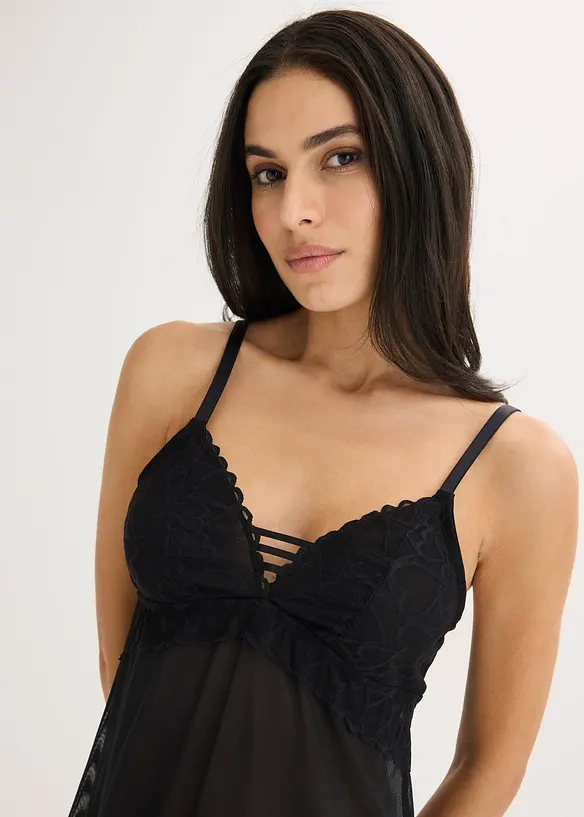 N&eacute;glig&eacute; &agrave; dentelle c&oelig;urs, sans armatures, bonprix