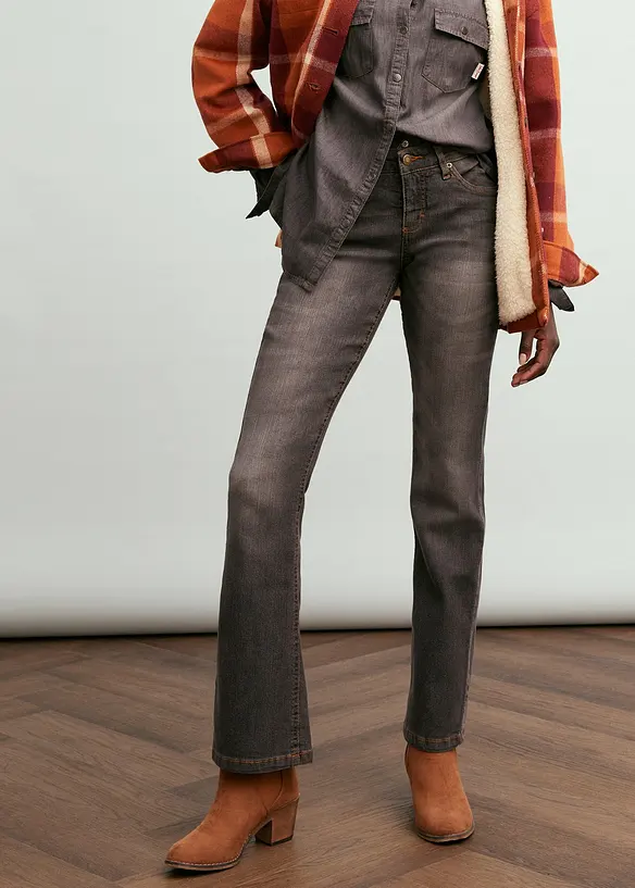 Jean bootcut taille mi-haute, extensible, bonprix