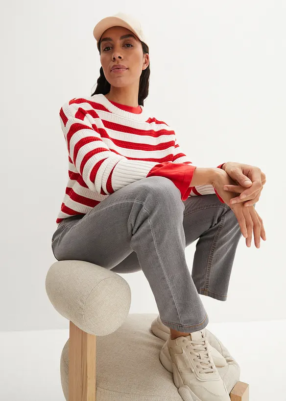 Jean droit taille mi-haute, extensible, bonprix