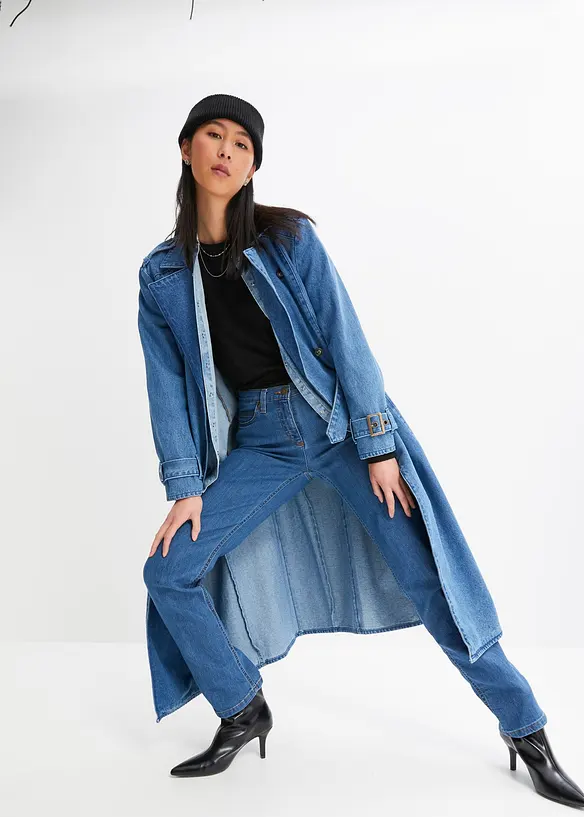 Jean droit taille mi-haute, extensible, bonprix