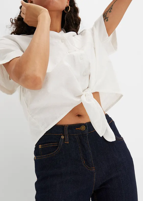 Jean droit taille mi-haute, extensible, bonprix