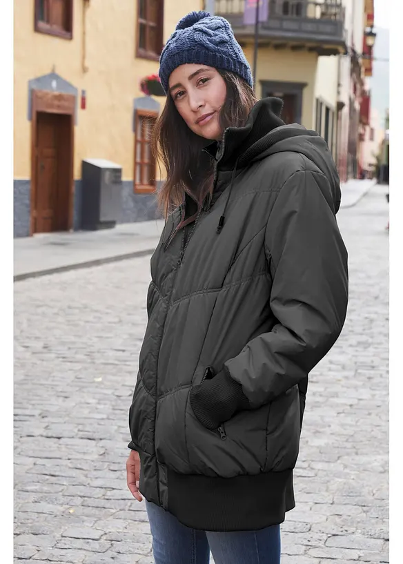 Veste matelass&eacute;e &agrave; finitions &eacute;lastiqu&eacute;es et capuche, bonprix