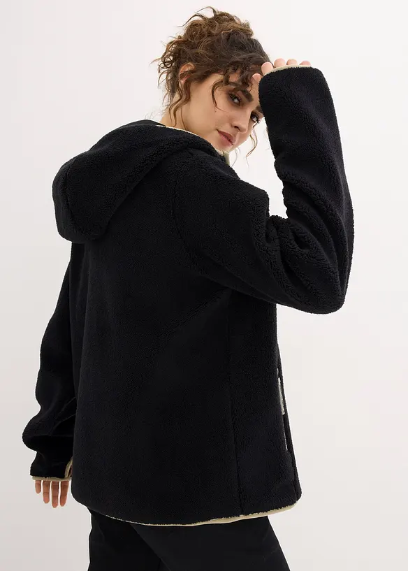 Veste en maille sherpa &agrave; capuche, bonprix