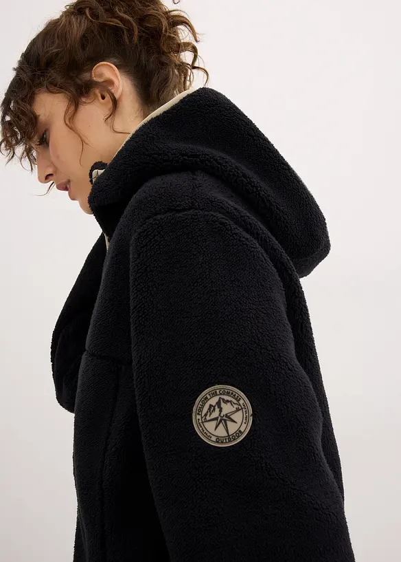 Veste en maille sherpa &agrave; capuche, bonprix