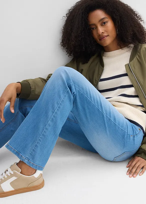 Jean bootcut taille mi-haute, extensible, bonprix