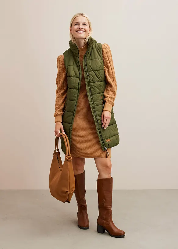 Longue doudoune sans manches &agrave; col montant, bonprix