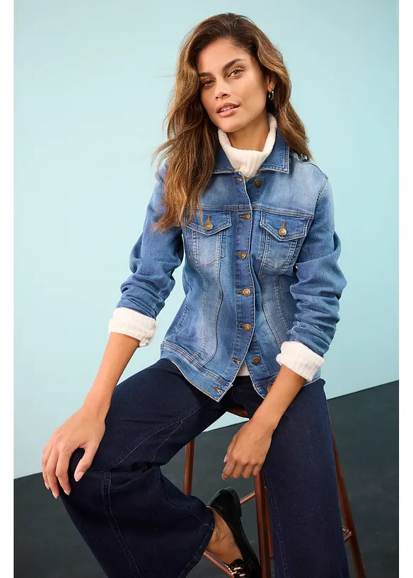 Veste en jean extensible, basique, bonprix