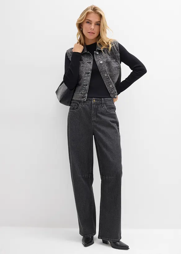 Jean barrel taille mi-haute, bonprix