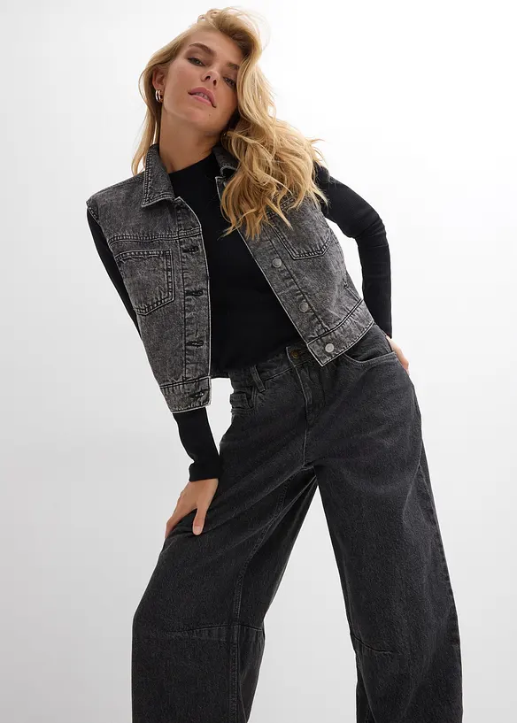 Jean barrel taille mi-haute, bonprix