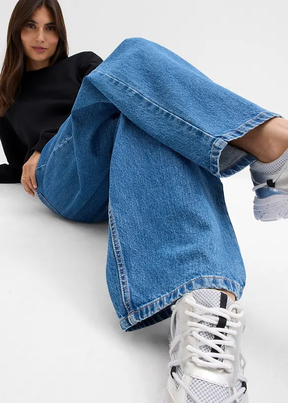 Jean barrel taille mi-haute, bonprix