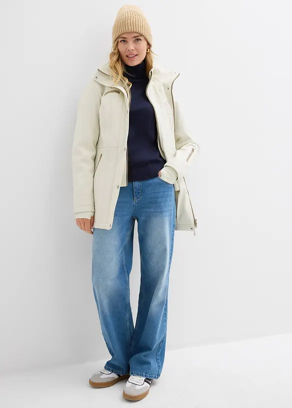 Longue parka en softshell extensible et d&eacute;perlant, bonprix