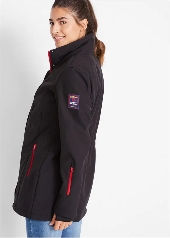 Longue parka en softshell extensible et d&eacute;perlant, bonprix