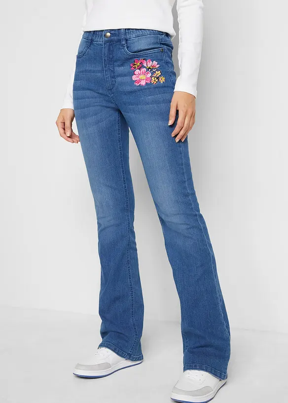 Jean bootcut, taille haute et &eacute;lastiqu&eacute;e, bonprix