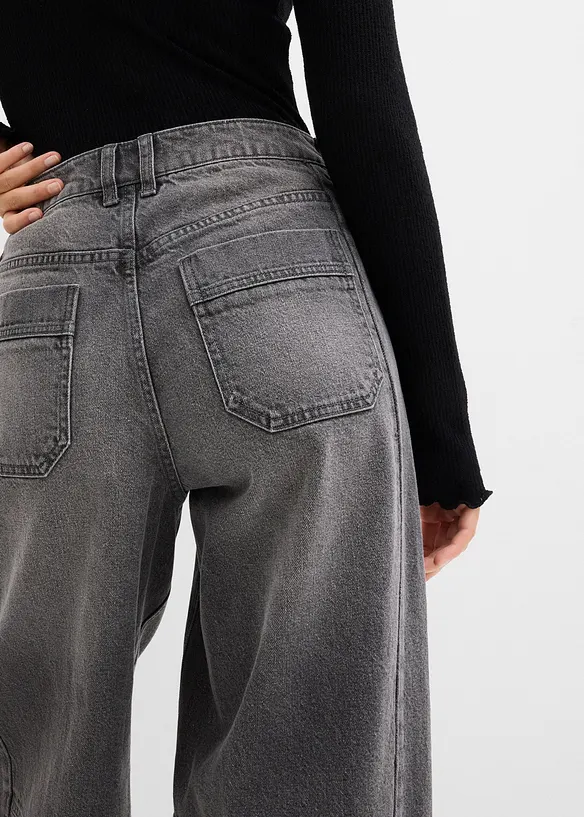 Jean barrel taille mi-haute, bonprix