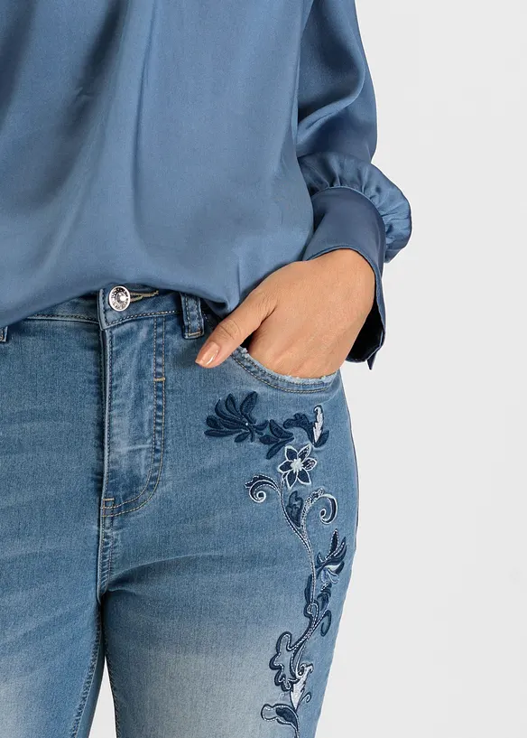 Jean slim taille mi-haute, court, bonprix