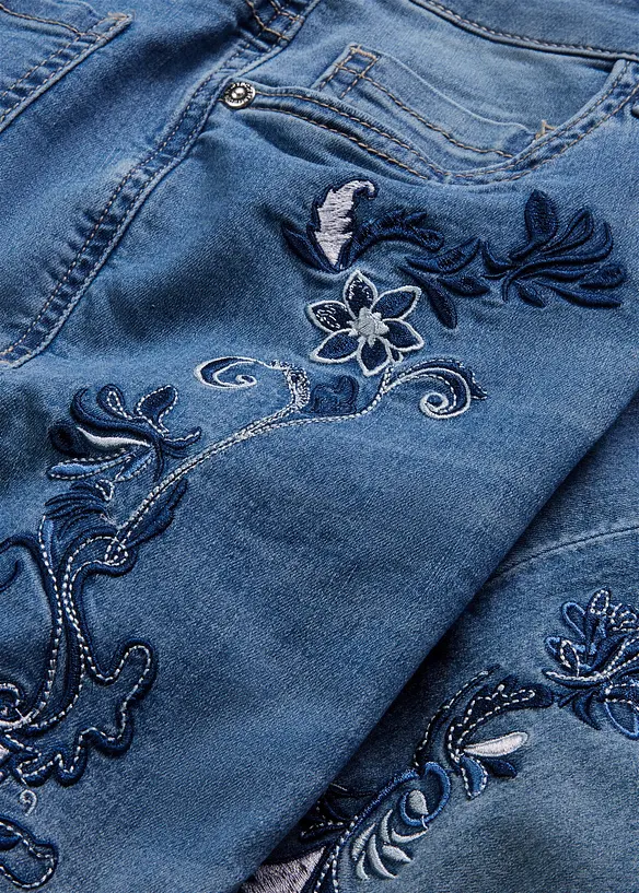 Jean slim taille mi-haute, court, bonprix