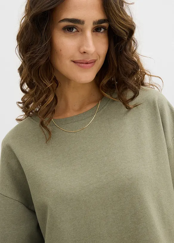 Robe sweat avec jupe tiss&eacute;e, bonprix