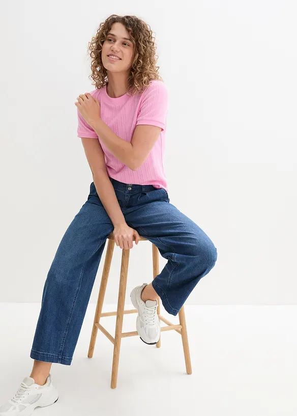 Jean large, taille haute et &eacute;lastiqu&eacute;e, bonprix