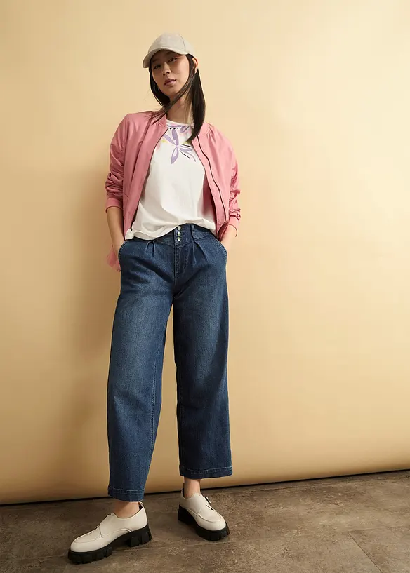 Jean large, taille haute et &eacute;lastiqu&eacute;e, bonprix