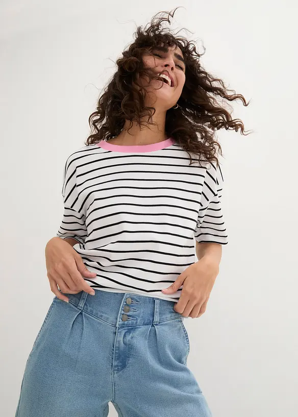 Jean large, taille haute et &eacute;lastiqu&eacute;e, bonprix