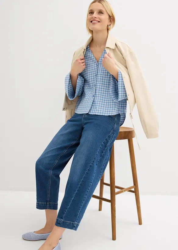 Jean barrel taille mi-haute, cropped, bonprix