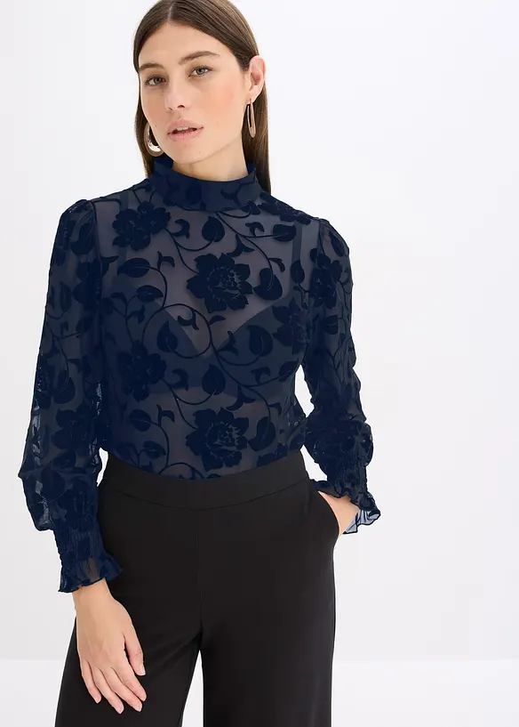 T-shirt manches longues l&eacute;g&egrave;rement transparent, bonprix