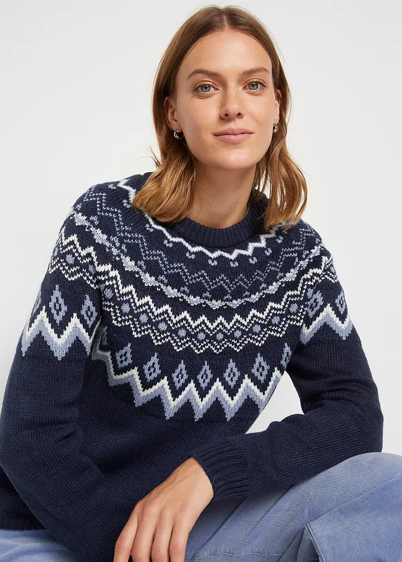 Pull norv&eacute;gien &agrave; col montant, bonprix