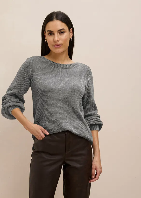 Pull long en maille chenille, bonprix