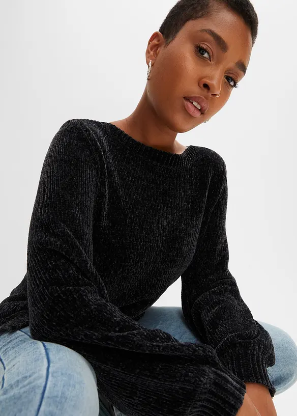 Pull long en maille chenille, bonprix