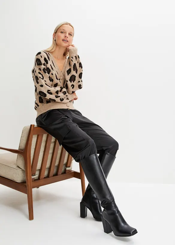 Gilet en maille l&eacute;opard, bonprix